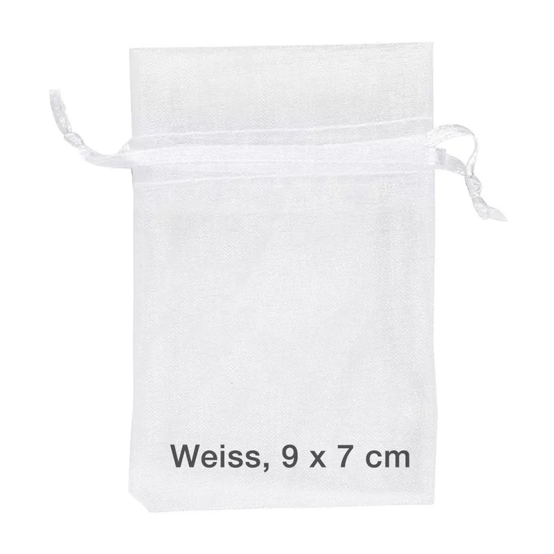 Organzabeutel 10 Stück, weiss, 9x7 cm