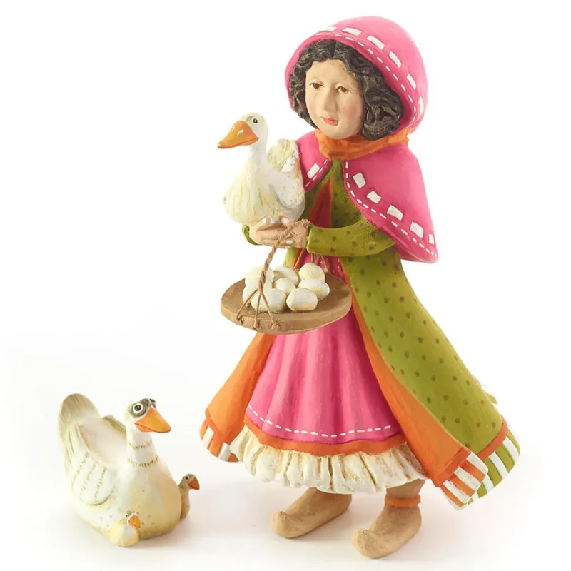 Krinkles - Nativity Mini Figuren - Mädchen mit Ente und Gans