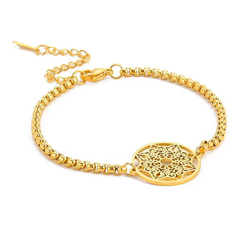 *Perlstein Chakra Armband, Edelstahl, Gold, 17/22 cm