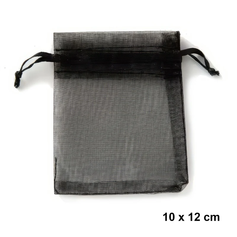 *Organzabeutel 10 Stück, schwarz 10x15 cm