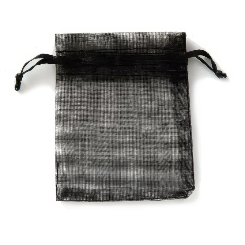 Organzabeutel 10 Stück, schwarz 10x12 cm