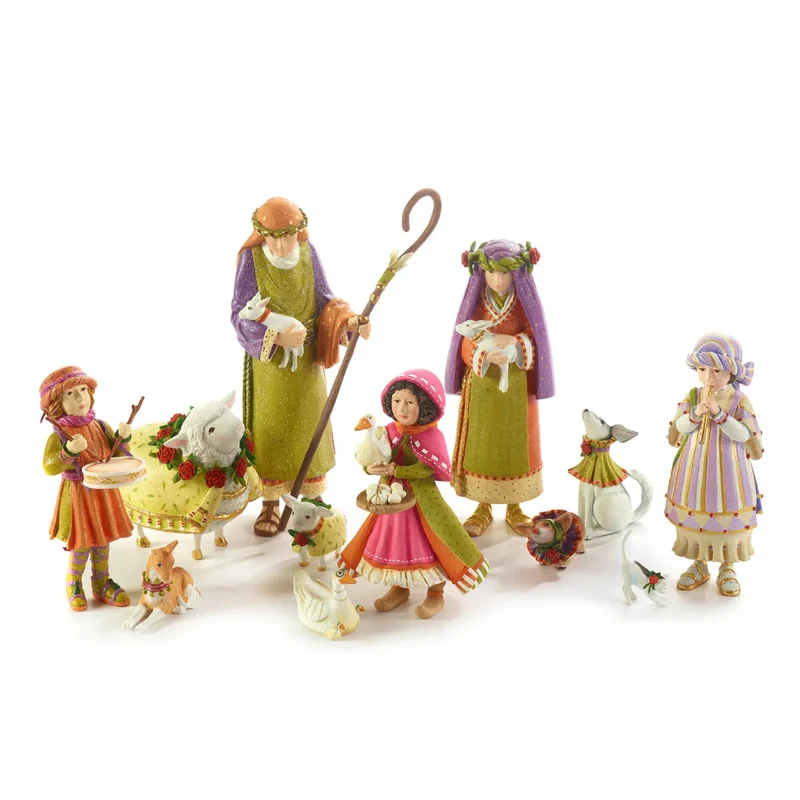 Krinkles - Nativity Mini Figuren - Flöte spielendes Mädchen mit Kätzchen