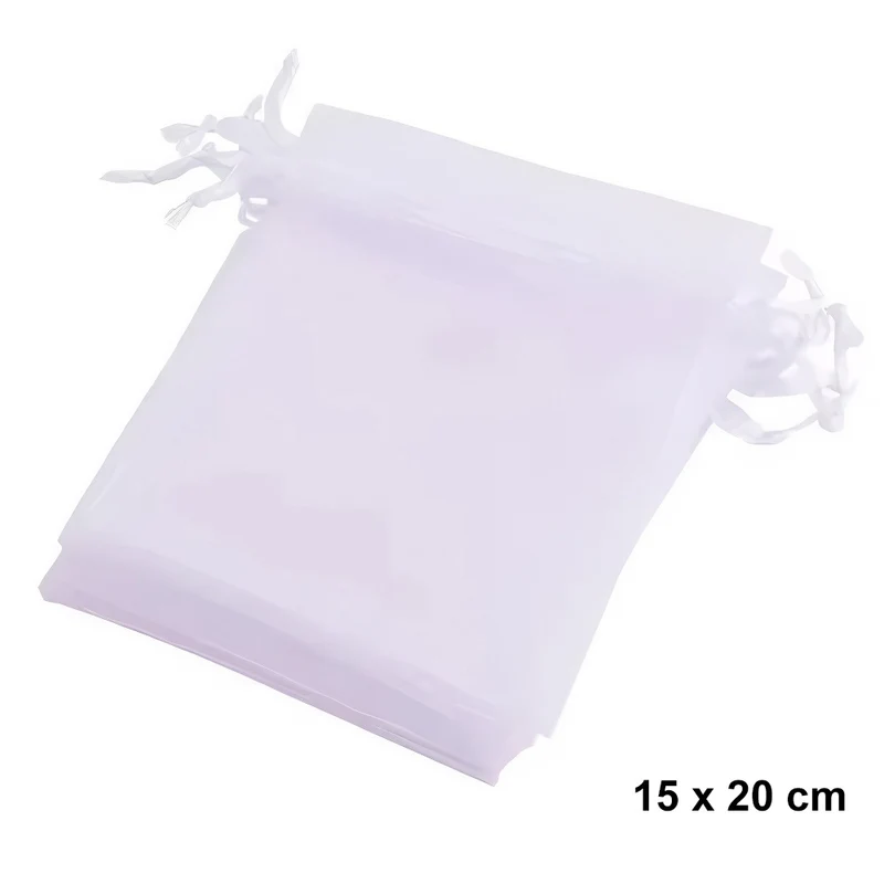 Organzabeutel 10 Stück, weiss, 15x20 cm