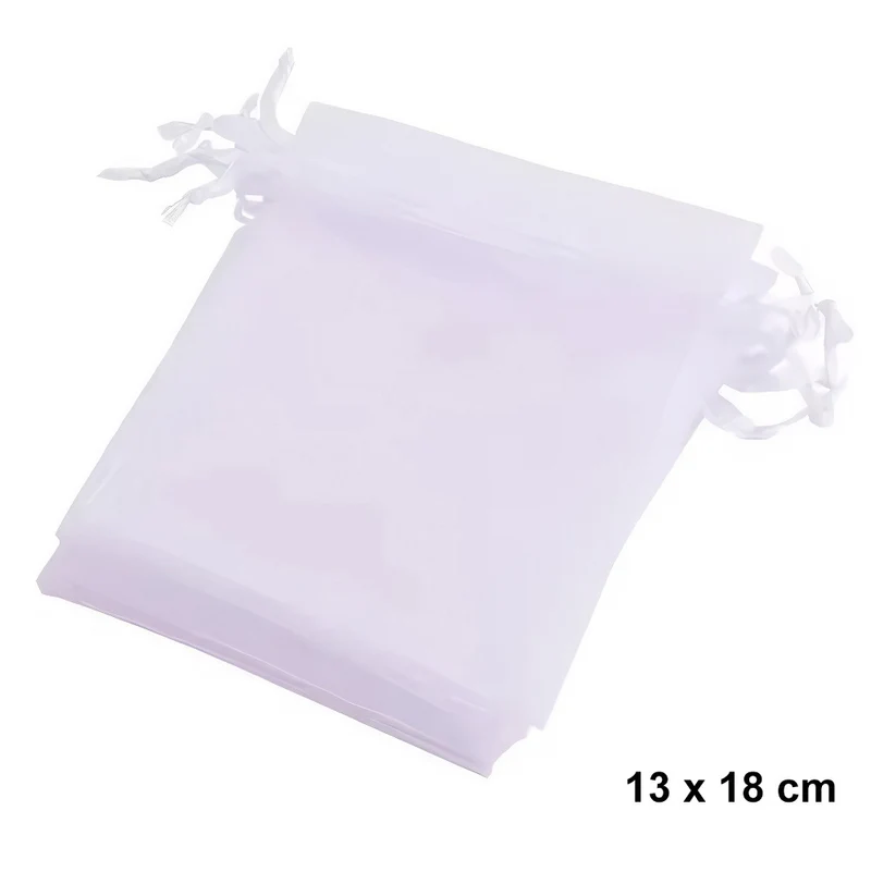 Organzabeutel 10 Stück, weiss, 13x18 cm