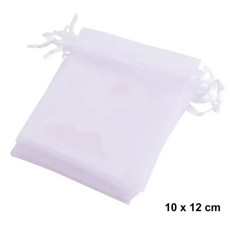 Organzabeutel 10 Stück, weiss, 10x12 cm