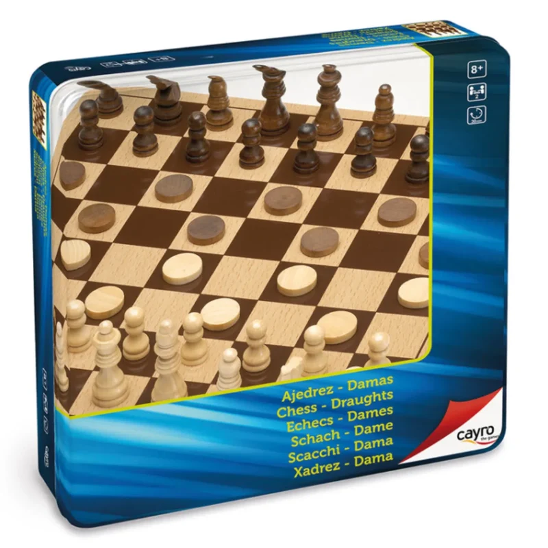 Cayro the Games - Schach und Dame in Metallbox