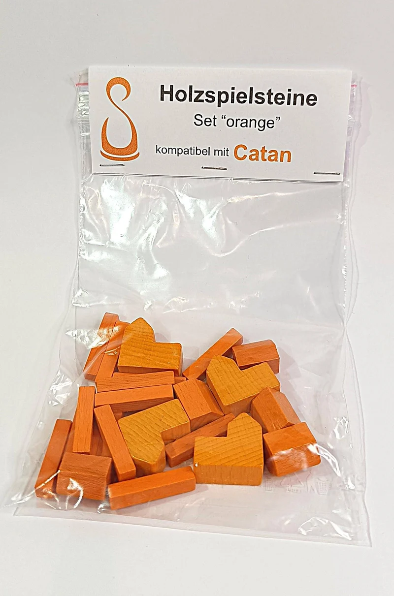 Holzspielsteine-Set: orange (kompatibel mit Catan)