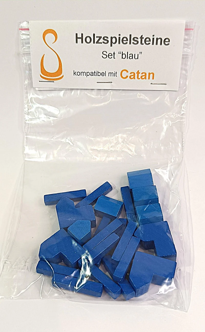 Holzspielsteine-Set: blau (kompatibel mit Catan)