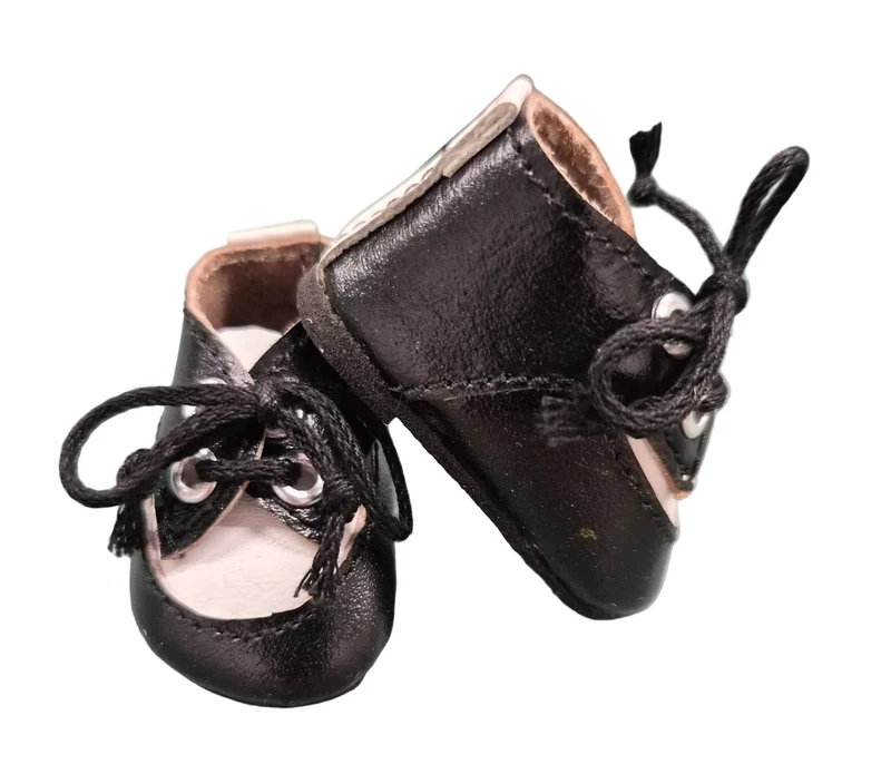 Heidi Ott – Puppen Schuhe Schwarz-Weiss 5 cm – Hochwertige Lederoptik