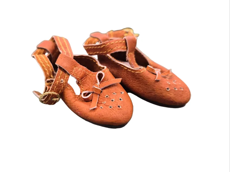 Puppen Halb Schuhe Braun 6cm Echtleder