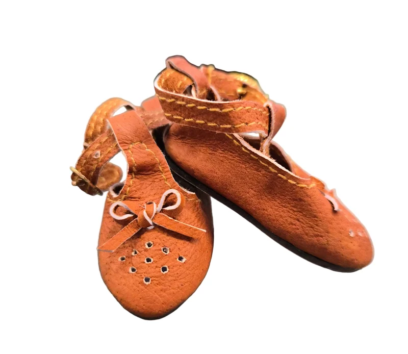 Puppen Halb Schuhe Braun 6cm Echtleder