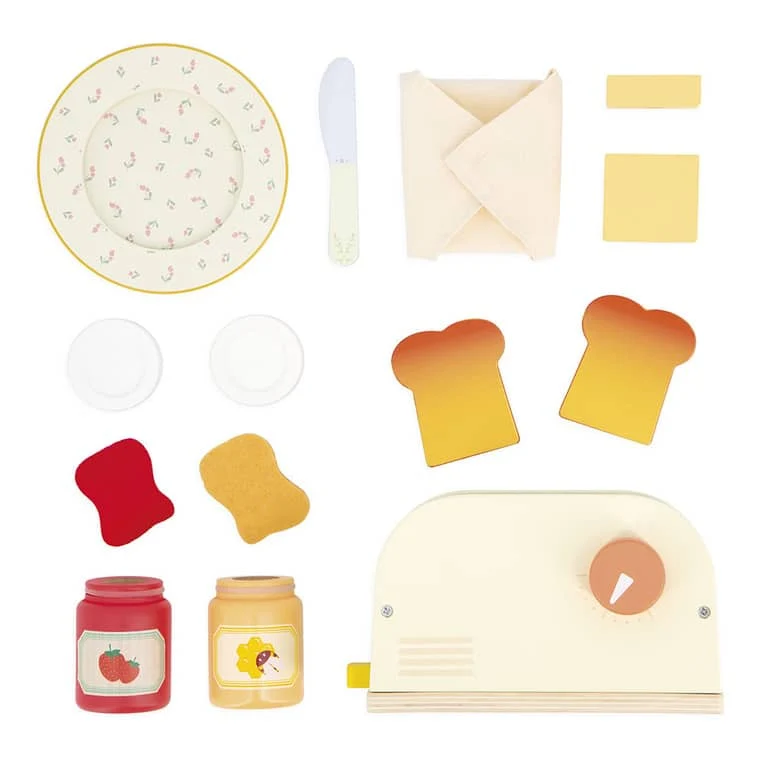 Holz-Frühstücksset mit Toaster und 12 Accessoires – Shiny Grandma
