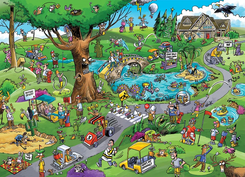 PFG DoodleTown: Par for the Course, Dave Whamond (1000pcs) (Usage/Used - PUZZLES FOR GOOD)