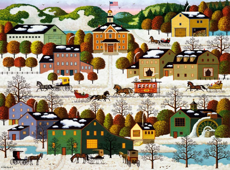 PFG Blossom River Junction, Charles Wysocki (1000pcs) (Usage/Used - PUZZLES FOR GOOD)