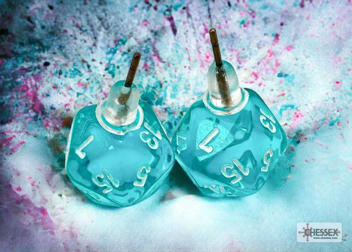 Ohrstecker MINI D20 Translucent Teal (1 Paar), sprachunabhängig