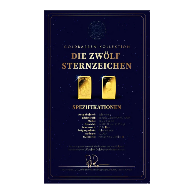Goldbarren Sternzeichen Jungfrau