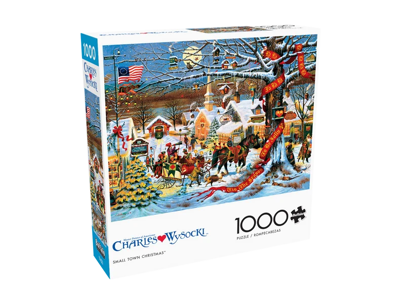 PFG Small Town Christmas, Charles Wysocki (1000pcs) (Usage/Used - PUZZLES FOR GOOD)