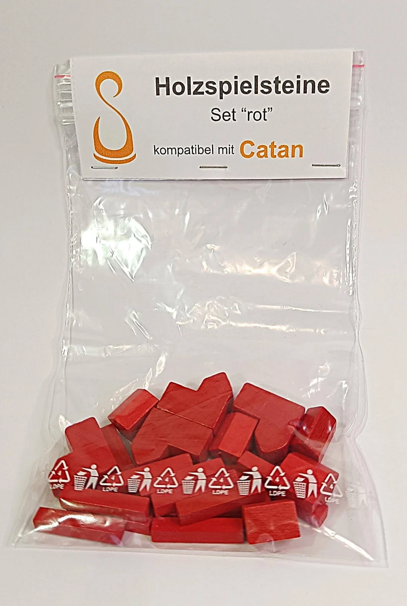 Holzspielsteine-Set: rot (kompatibel mit Catan)