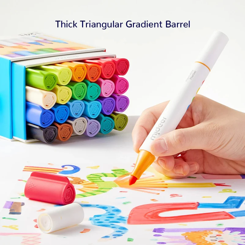 Abwaschbare Marker mit doppelter Spitze – 12 Farben