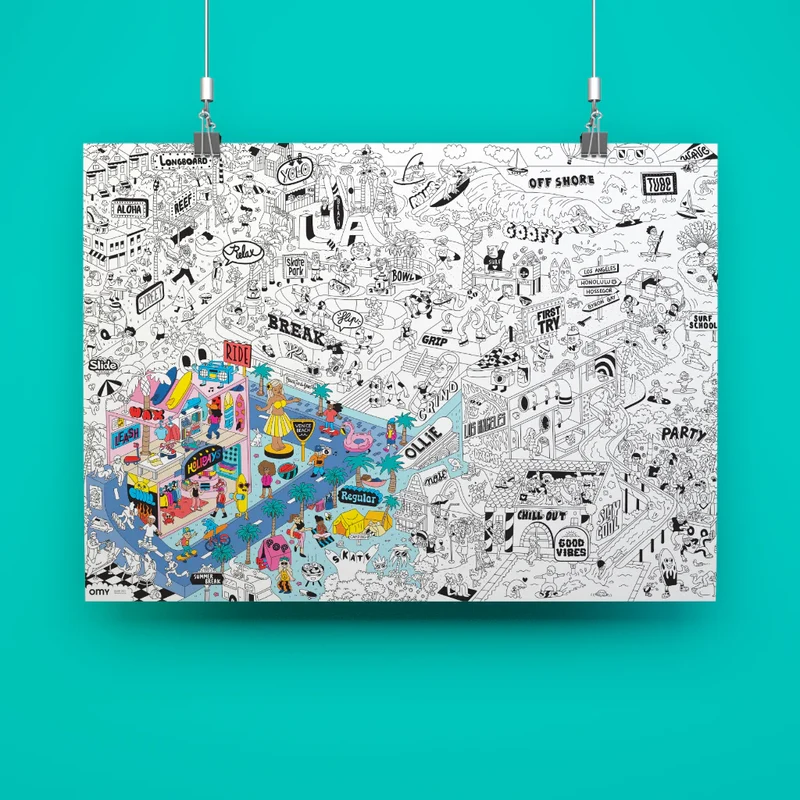 Riesiges Malbuch – Surf & Skate 100 x 70 cm