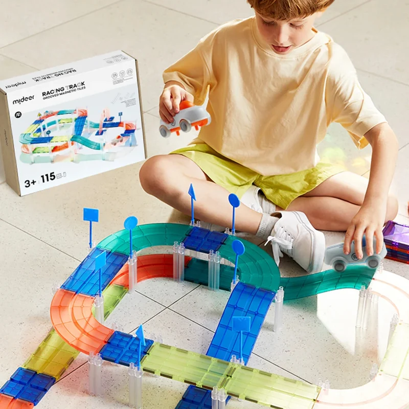 Magnetische Bausteine mit Autos – Rennbahn 115 Teile