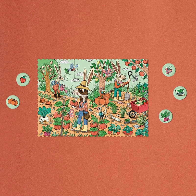 Taschenpuzzle mit Beobachtungsspiel – Gärten 24 Teile