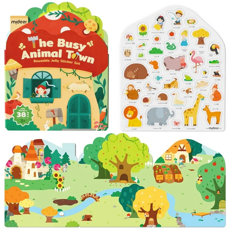 Set mit wiederverwendbaren Gel-Aufklebern – The Busy Animal Town