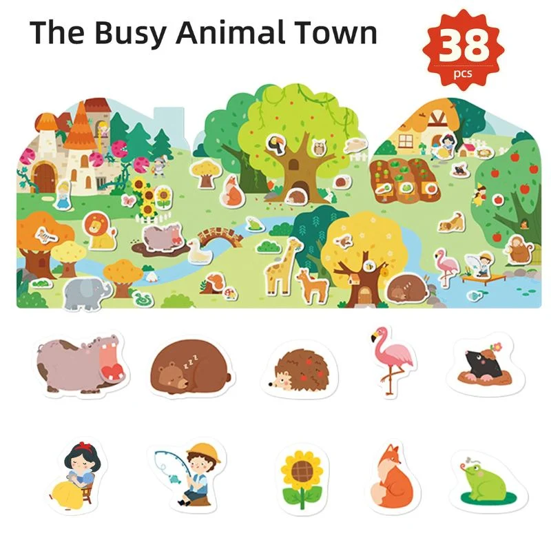 Set mit wiederverwendbaren Gel-Aufklebern – The Busy Animal Town