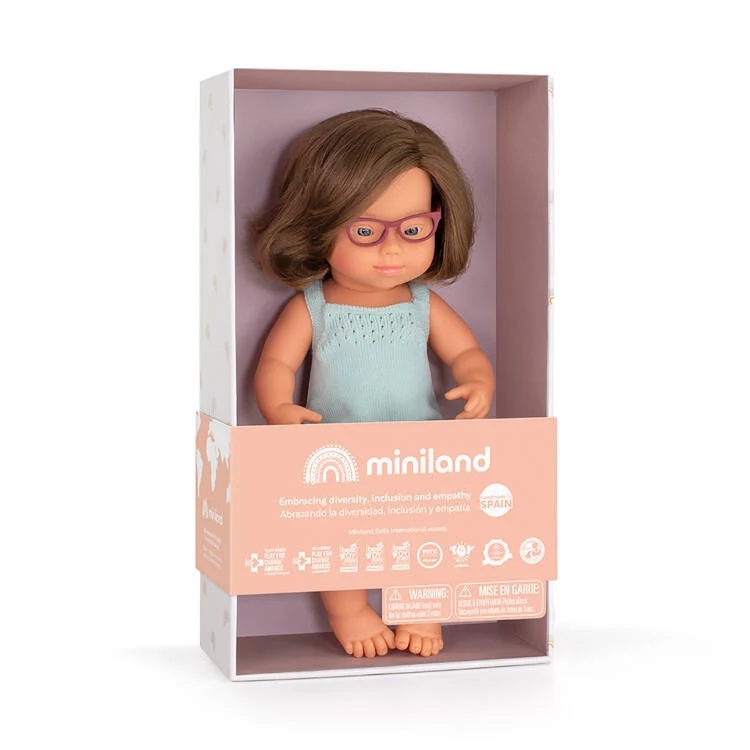 Puppe Mädchen Colourful Edition Doll – Europäerin mit Brille 38 cm