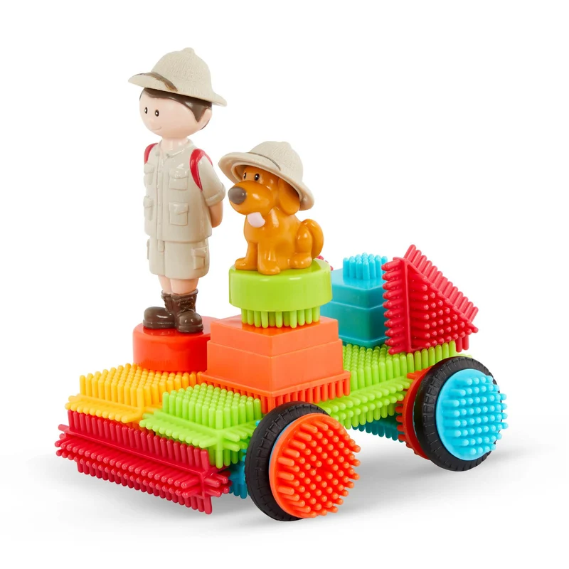 Bristle Blocks Bausteine im Koffer – Safari mit Figuren, 85 Teile