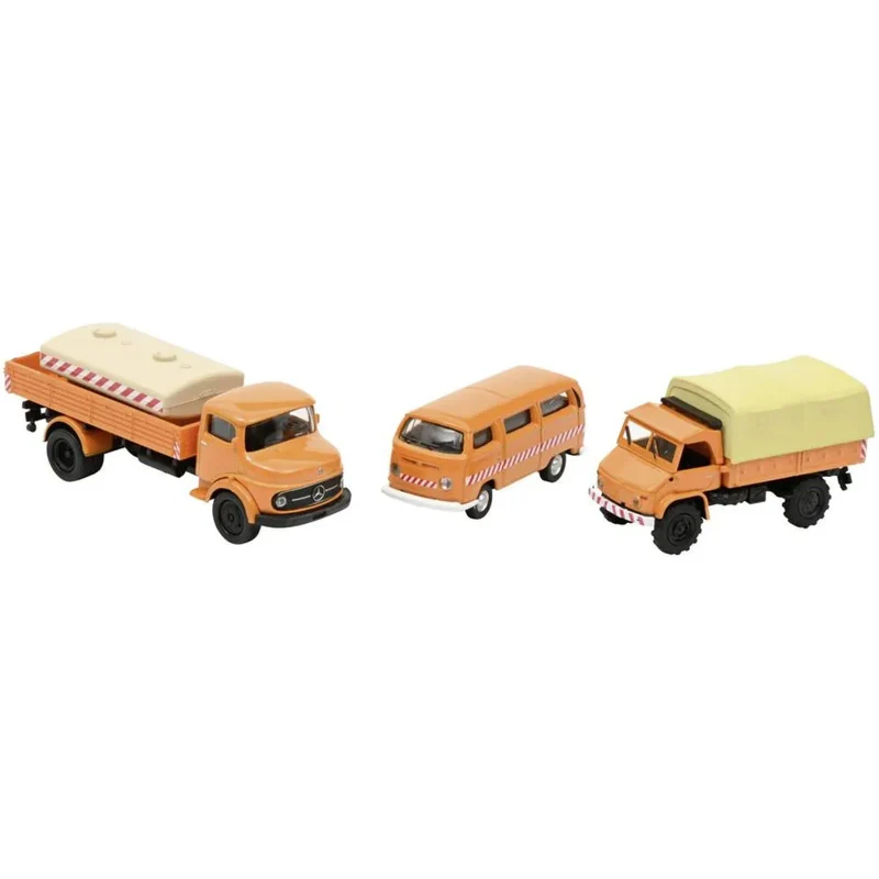 Schuco - H0 Volkswagen, Mercedes Benz 3er - Set Kommunal VW T2, Unimog 404, MB LG 322