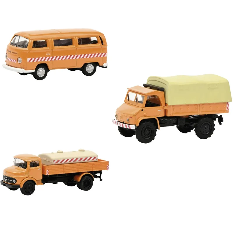 Schuco - H0 Volkswagen, Mercedes Benz 3er - Set Kommunal VW T2, Unimog 404, MB LG 322