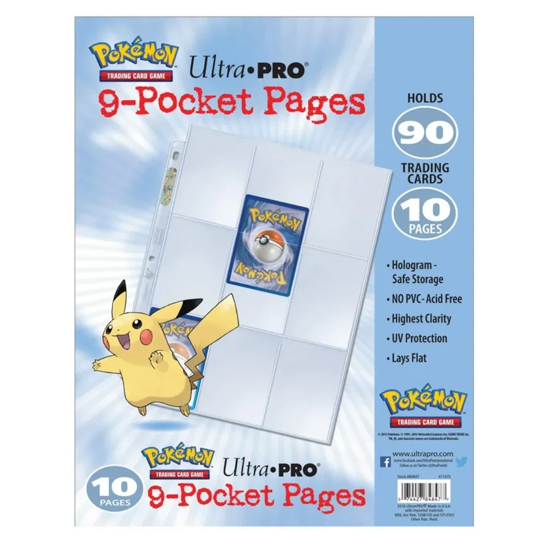 Ultra Pro - Pokémon 9 - Pocket - Seiten durchsichtig - 10 Seiten 3 Löcher