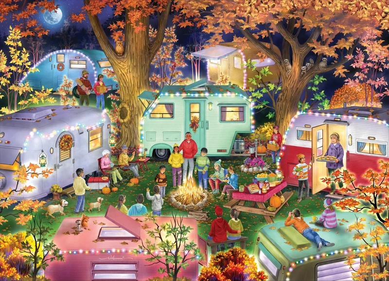 PFG Camping in The Fall, Randy Wollenmann (1000pcs) (Usage/Used - PUZZLES FOR GOOD)