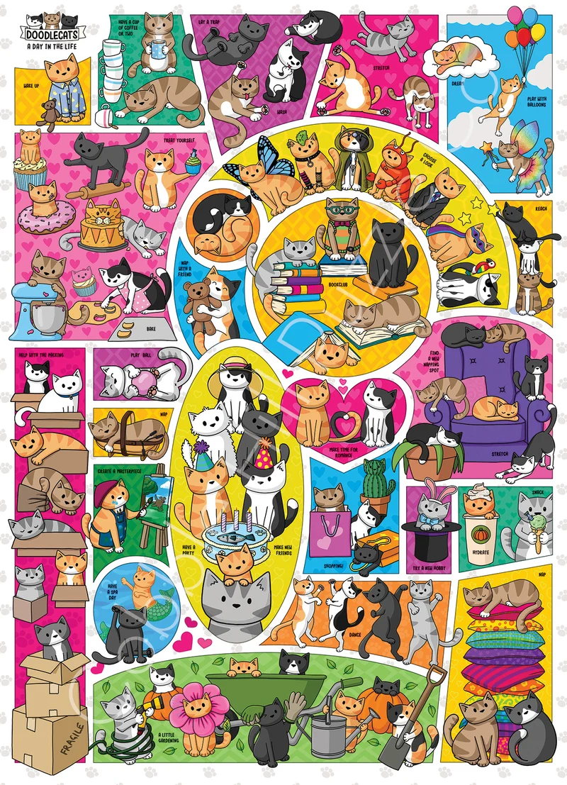 PFG Doodlecats, Beth Wilson (1000pcs) (Usage/Used - PUZZLES FOR GOOD)