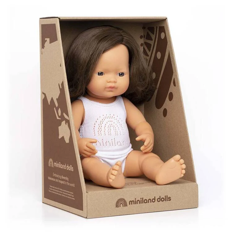 Puppe Mädchen – Europäerin, braune Haare, 38 cm