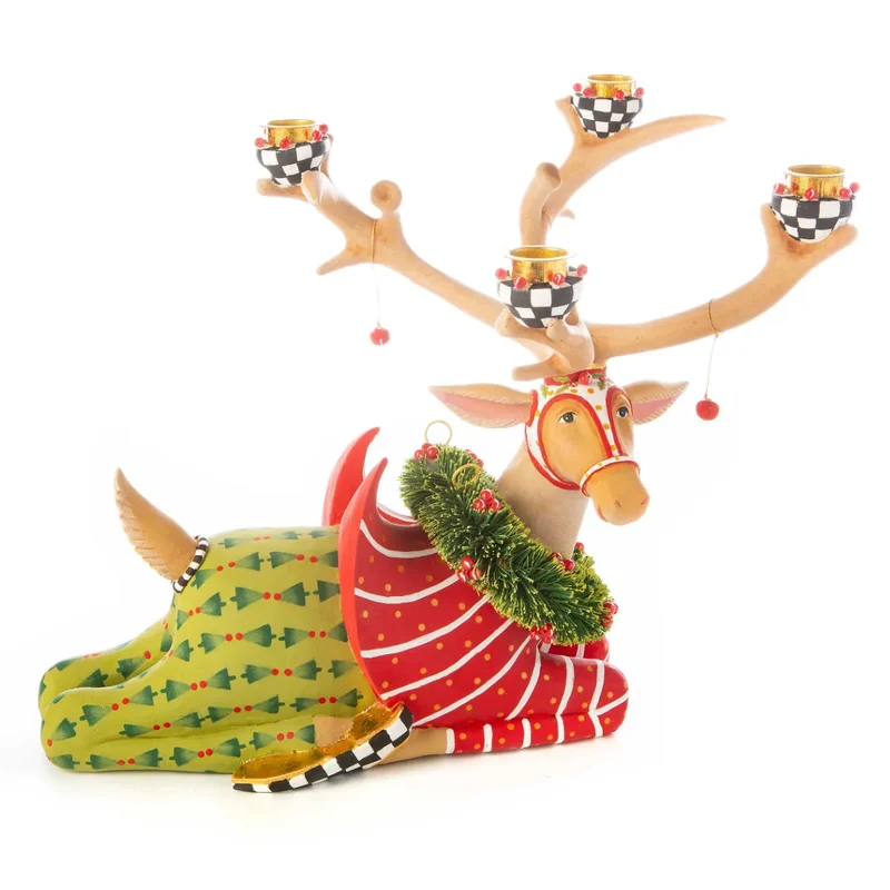 Krinkles - Dash Away sitzende Rentierfigur Prancer - Kerzenständer