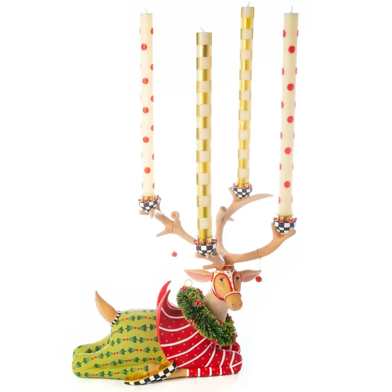 Krinkles - Dash Away sitzende Rentierfigur Prancer - Kerzenständer