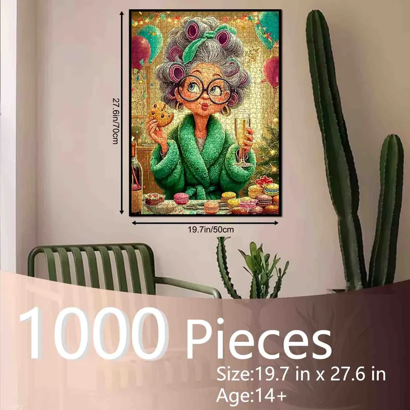 Playful Seniors - Happy Grandma Drinking Champagne (1000pcs)