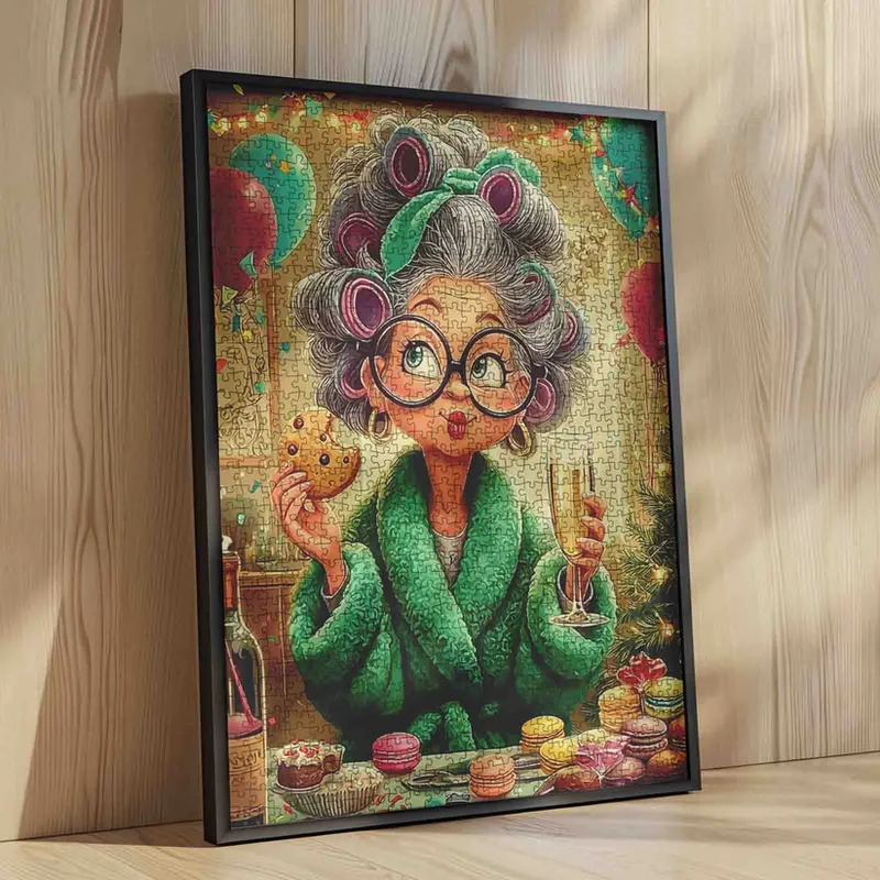 Playful Seniors - Happy Grandma Drinking Champagne (1000pcs)