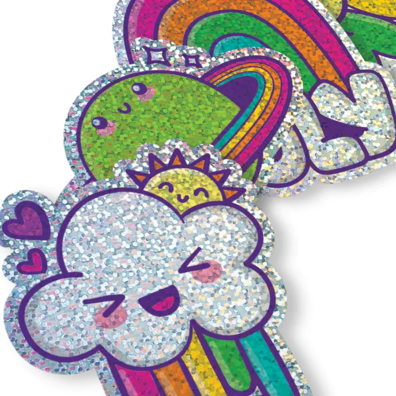 Wasserfeste Stickiville-Sticker – Glitzernder Regenbogen