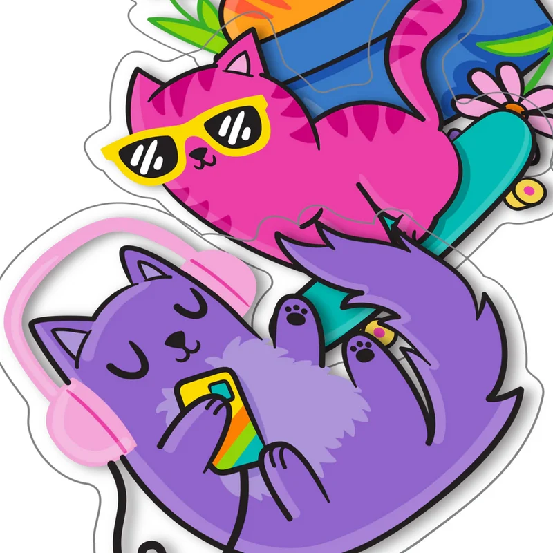 Wasserfeste Stickiville-Sticker – Kätzchen