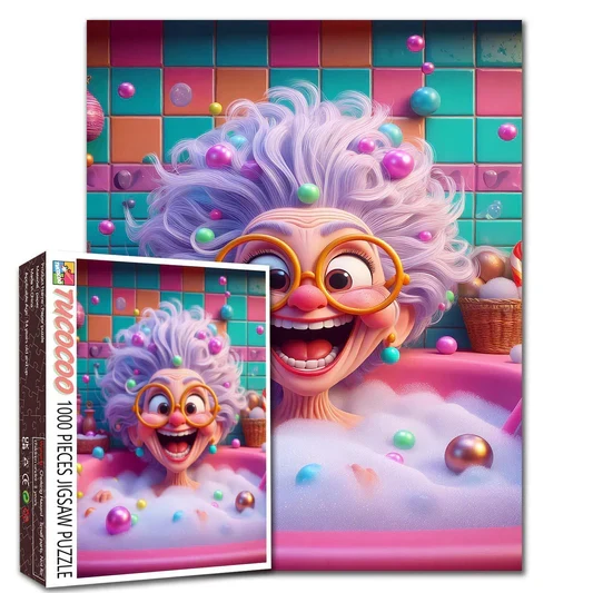 Playful Seniors - Playful Bubble Bath Granny Cartoon (1000pcs)