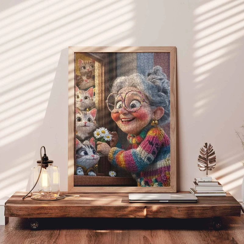Playful Seniors - Grandma and Kittens (1000pcs)