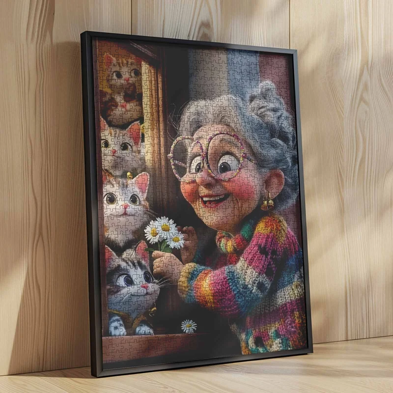 Playful Seniors - Grandma and Kittens (1000pcs)