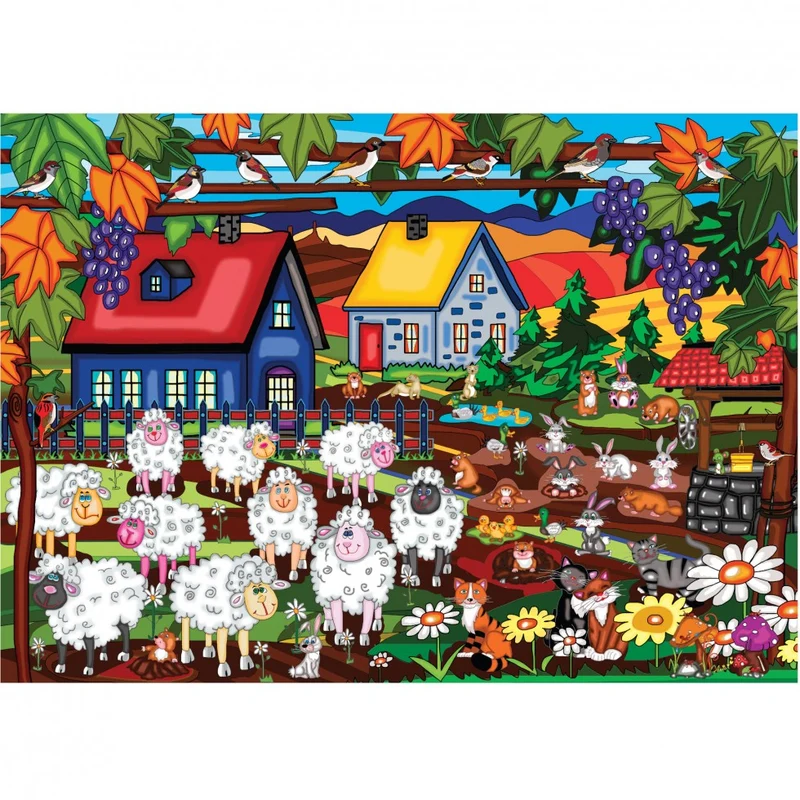 PFG 10 Sheep and More (Hommage a la Souris Verte), Anie Maltais (2000pcs)(Usage/Used - PUZZLES FOR GOOD)