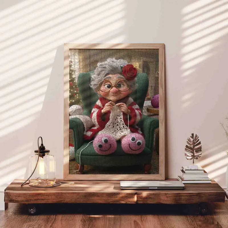 Playful Seniors - Cozy Grandma Knitting by Warm Hearth (1000pcs)