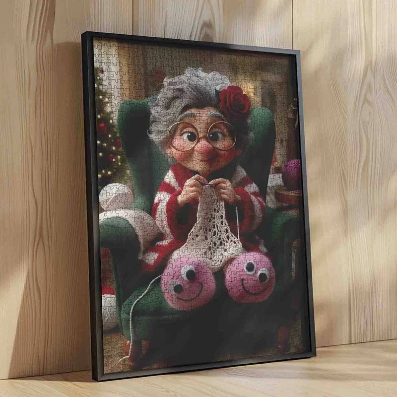 Playful Seniors - Cozy Grandma Knitting by Warm Hearth (1000pcs)