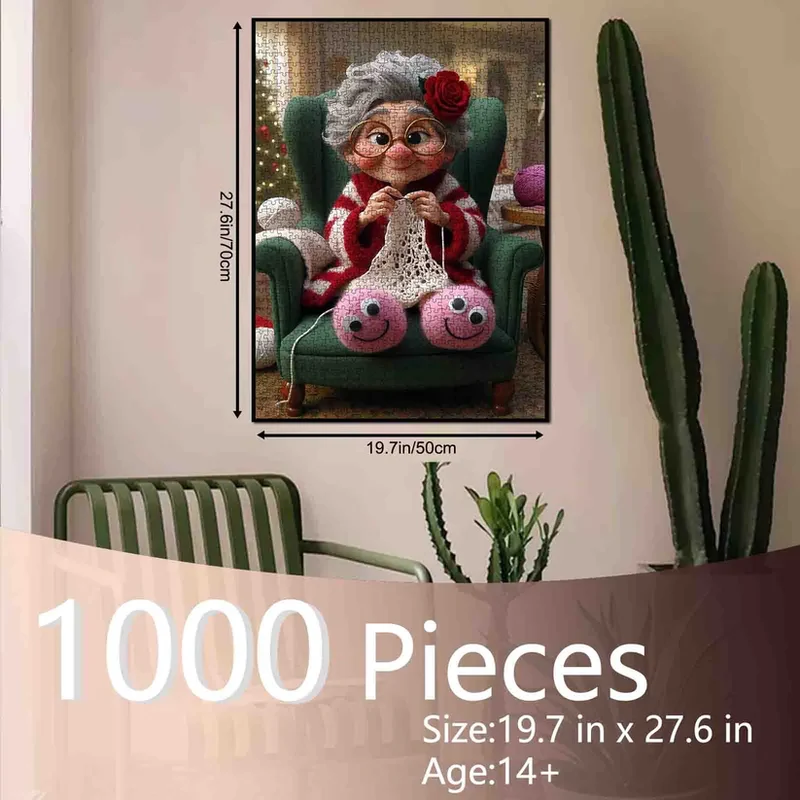 Playful Seniors - Cozy Grandma Knitting by Warm Hearth (1000pcs)