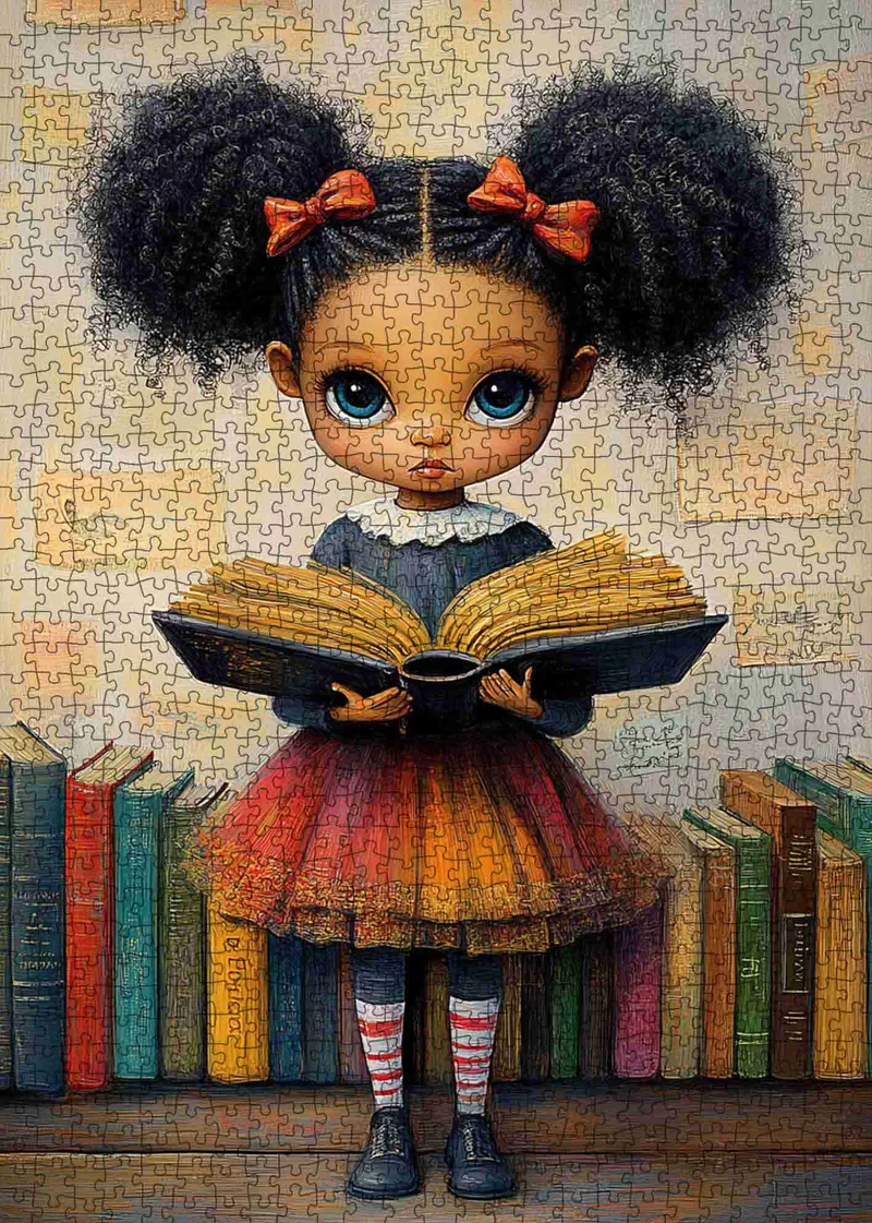 Girl with Book and Colorful Skirt (1000pcs)